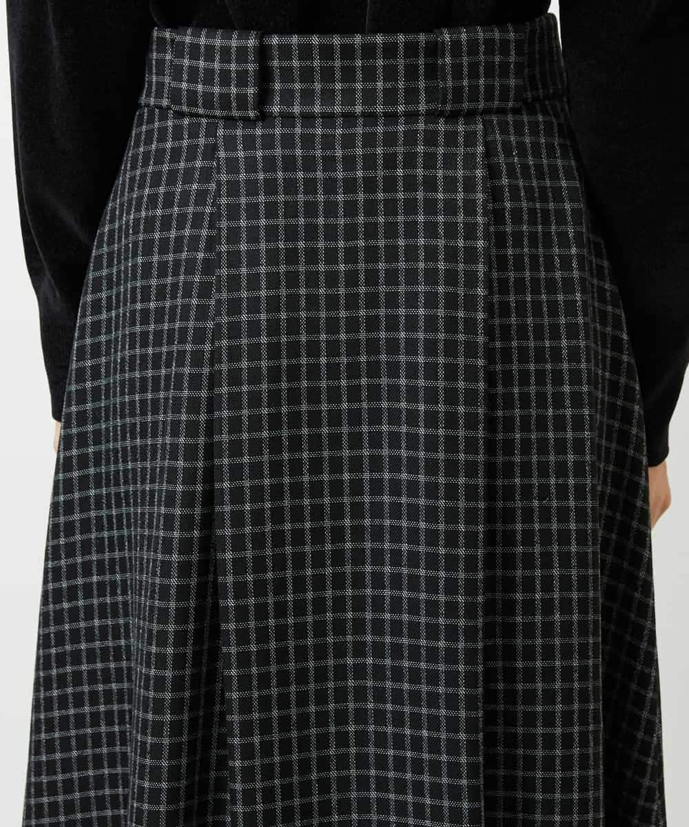 FMHBD24240 MICHEL KLEIN(ミッシェルクラン) ミモレ丈チェック柄Aラインスカート ブラック
