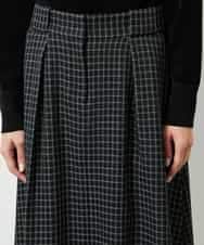 FMHBD24240 MICHEL KLEIN(ミッシェルクラン) ミモレ丈チェック柄Aラインスカート ブラック