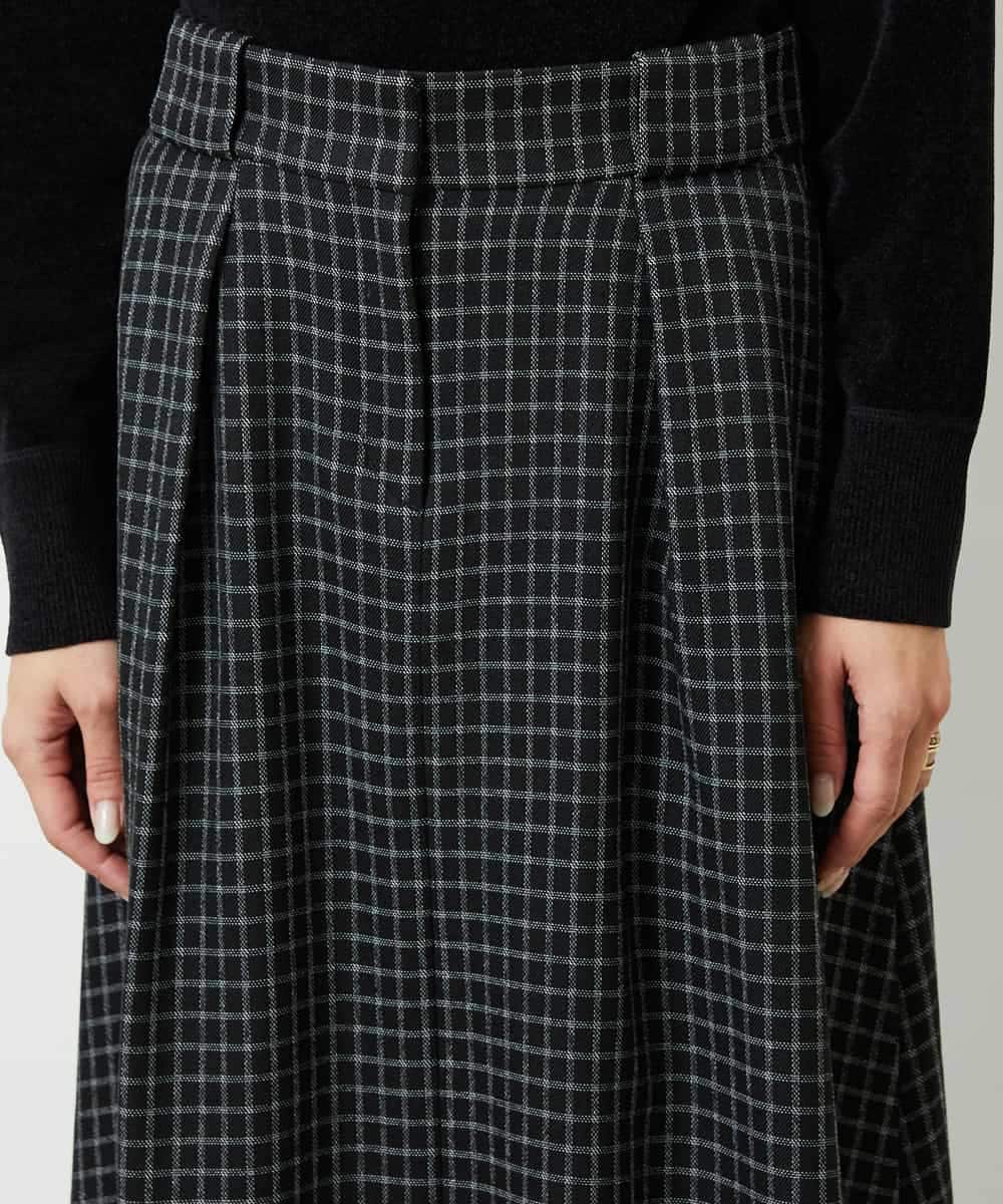FMHBD24240 MICHEL KLEIN(ミッシェルクラン) ミモレ丈チェック柄Aラインスカート ブラック