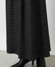 FMHBD24240 MICHEL KLEIN(ミッシェルクラン) ミモレ丈チェック柄Aラインスカート ブラック