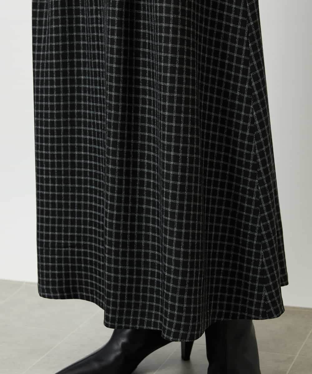 FMHBD24240 MICHEL KLEIN(ミッシェルクラン) ミモレ丈チェック柄Aラインスカート ブラック