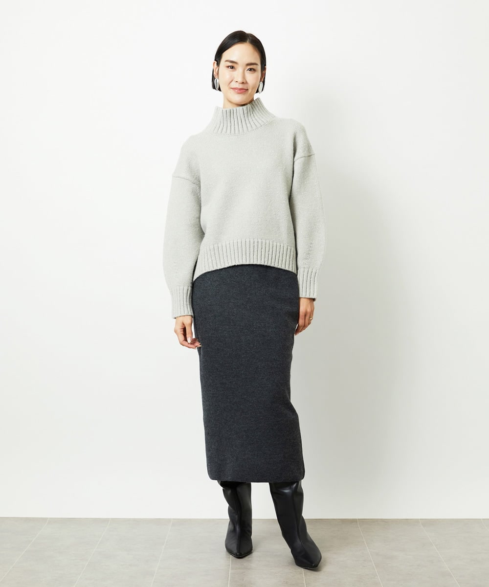 FMHBD34200 MICHEL KLEIN(ミッシェルクラン) [セットアップ対応]ニットナロースカート ブラウン