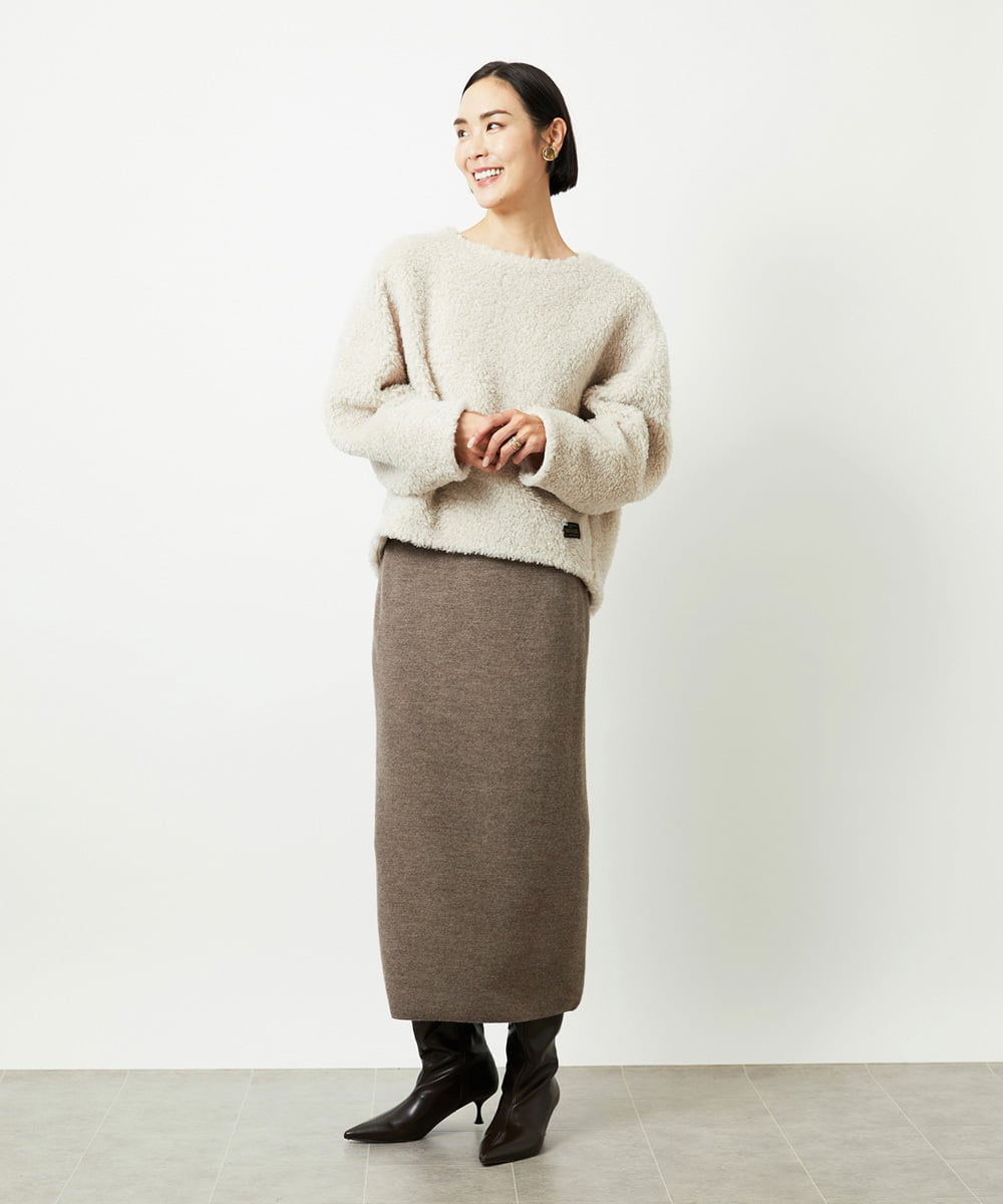 FMHBD34200 MICHEL KLEIN(ミッシェルクラン) [セットアップ対応]ニットナロースカート ブラウン