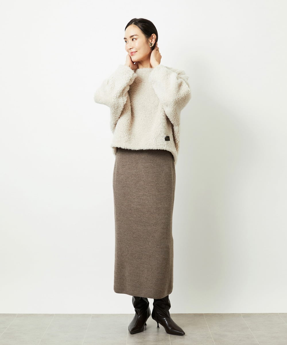 FMHBD34200 MICHEL KLEIN(ミッシェルクラン) [セットアップ対応]ニットナロースカート ブラウン