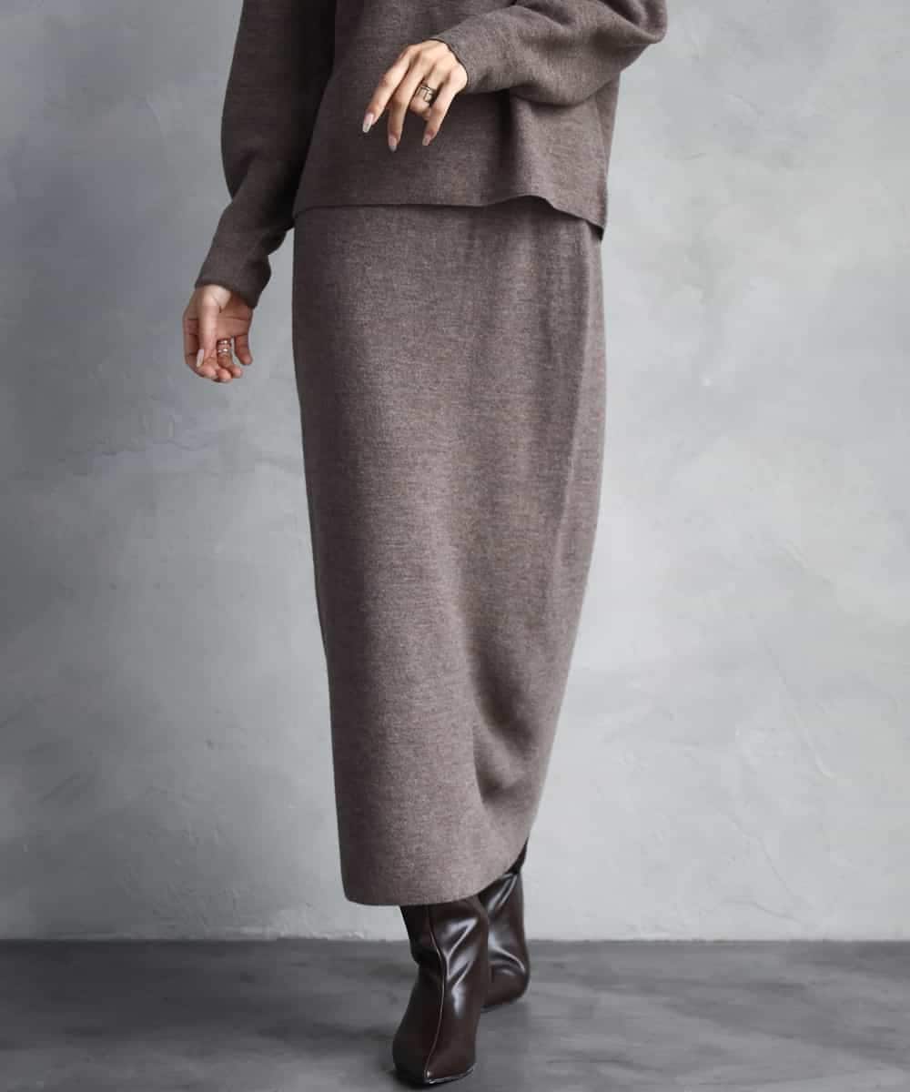 FMHBD34200 MICHEL KLEIN(ミッシェルクラン) [セットアップ対応]ニットナロースカート オレンジ