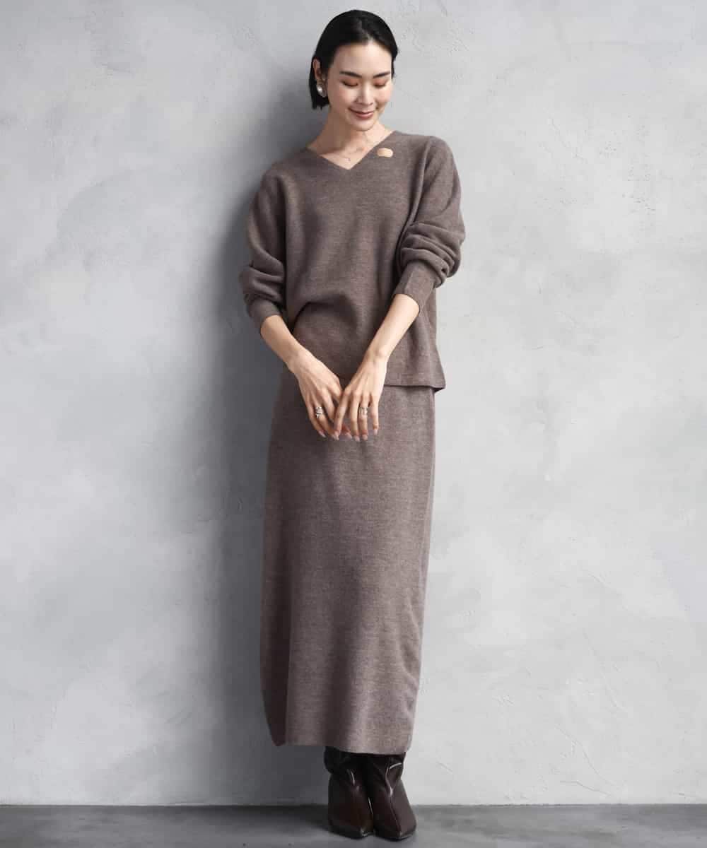 FMHBD34200 MICHEL KLEIN(ミッシェルクラン) [セットアップ対応]ニットナロースカート オレンジ