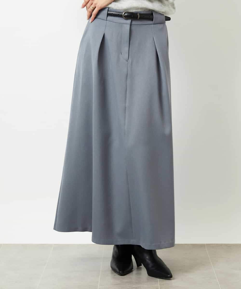 FMHBE24230 MICHEL KLEIN(ミッシェルクラン) ミモレ丈Aラインスカート グレー