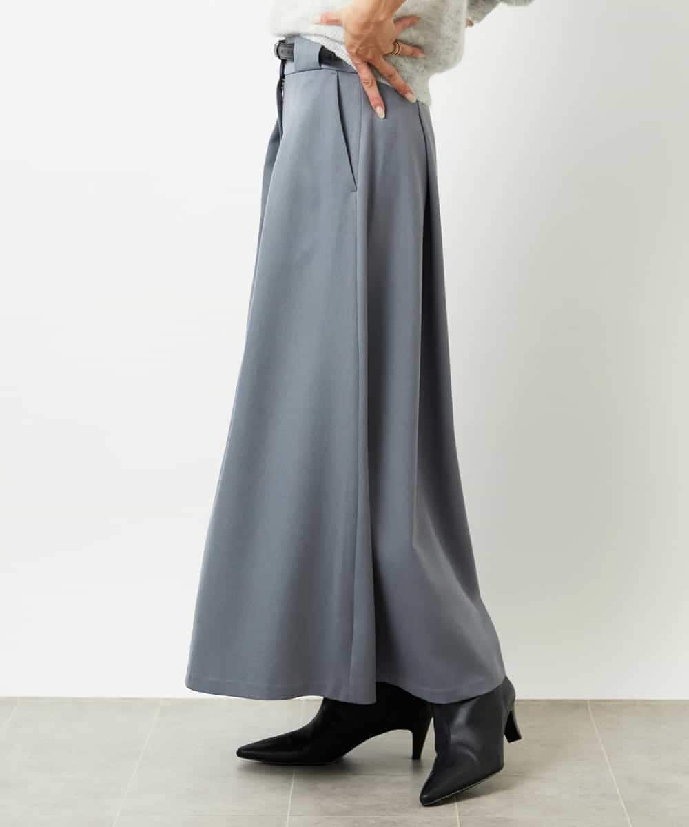 FMHBE24230 MICHEL KLEIN(ミッシェルクラン) ミモレ丈Aラインスカート グレー