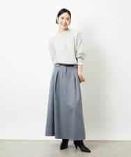 FMHBE24230 MICHEL KLEIN(ミッシェルクラン) ミモレ丈Aラインスカート グレー