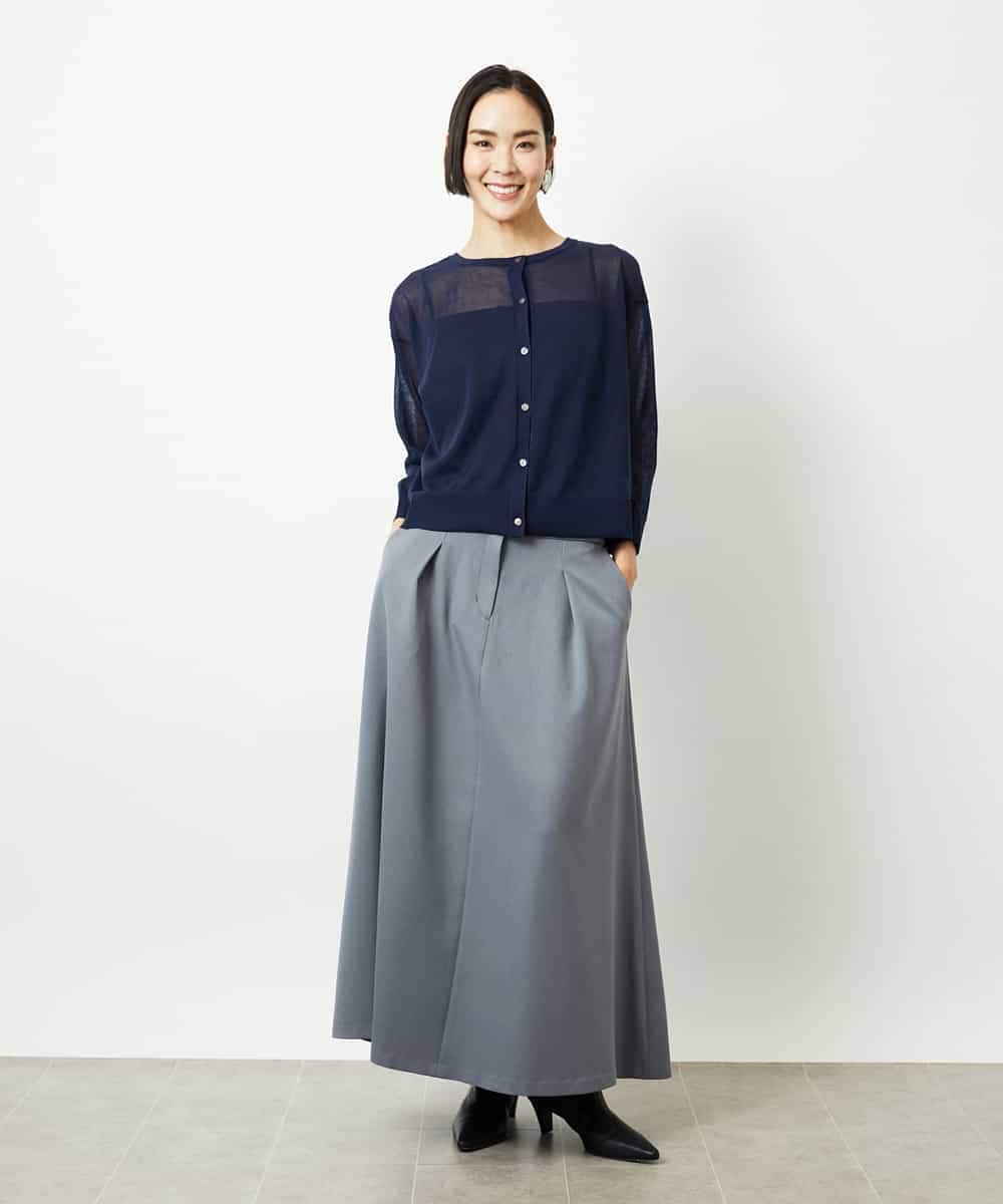 FMHBE24230 MICHEL KLEIN(ミッシェルクラン) ミモレ丈Aラインスカート グレー