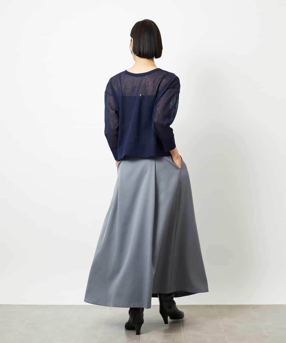 FMHBE24230 MICHEL KLEIN(ミッシェルクラン) ミモレ丈Aラインスカート グレー