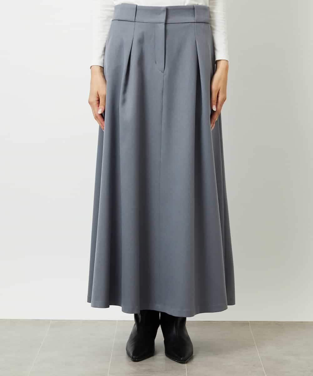 FMHBE24230 MICHEL KLEIN(ミッシェルクラン) ミモレ丈Aラインスカート グレー