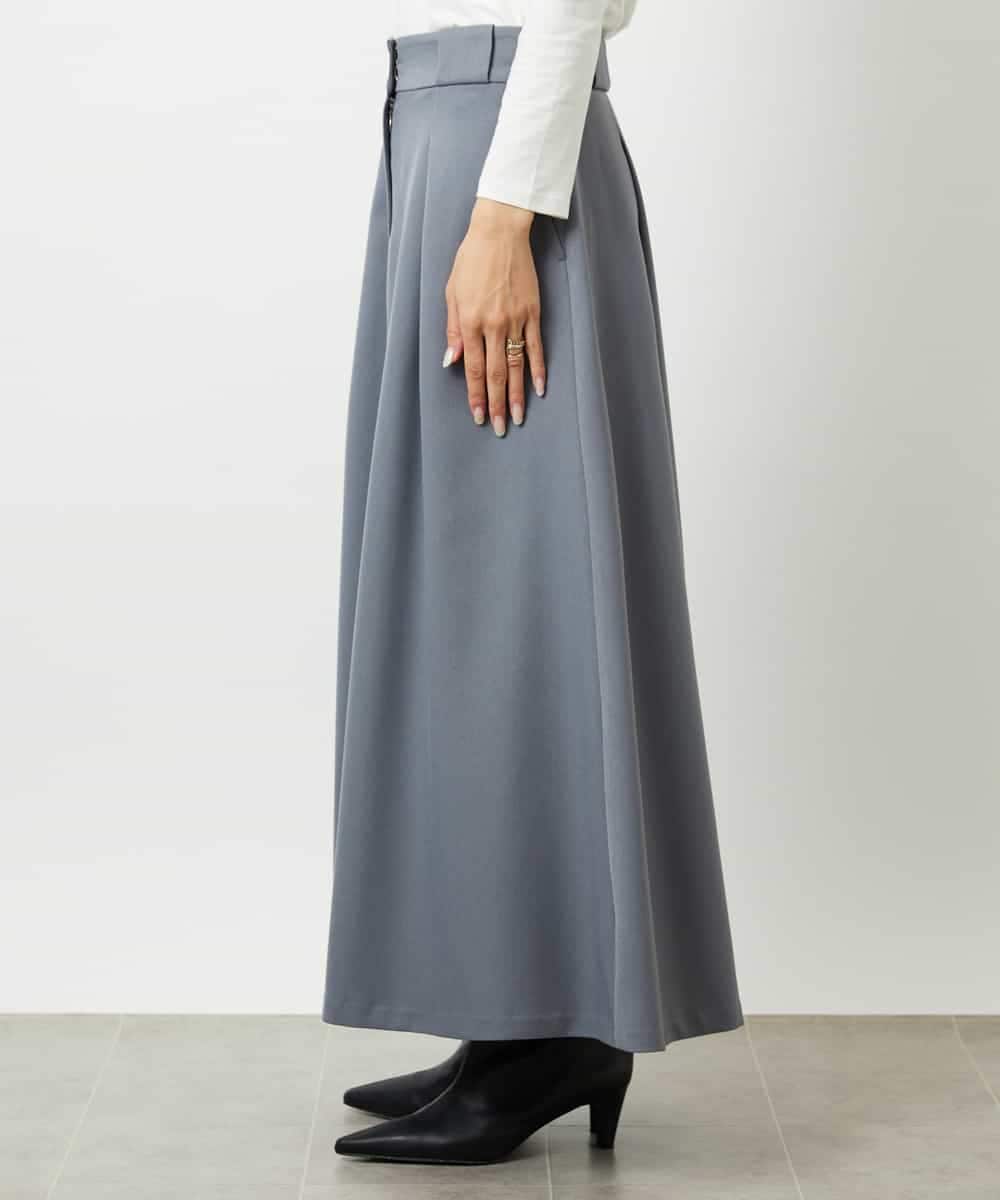 FMHBE24230 MICHEL KLEIN(ミッシェルクラン) ミモレ丈Aラインスカート グレー