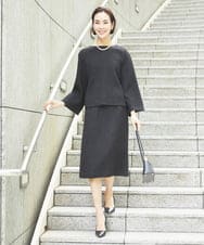 FMHDA01200 MICHEL KLEIN(ミッシェルクラン) ［セットアップ対応/洗える］ツイードセミタイトスカート グレー