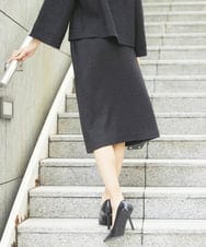 FMHDA01200 MICHEL KLEIN(ミッシェルクラン) ［セットアップ対応/洗える］ツイードセミタイトスカート グレー