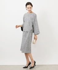 FMHDA01200 MICHEL KLEIN(ミッシェルクラン) ［セットアップ対応/洗える］ツイードセミタイトスカート グレー
