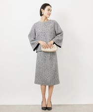 FMHDA01200 MICHEL KLEIN(ミッシェルクラン) ［セットアップ対応/洗える］ツイードセミタイトスカート グレー