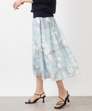 FMHDA04330 MICHEL KLEIN(ミッシェルクラン) ［オリジナルプリント］ピオーニープリントスカート ライトブルー