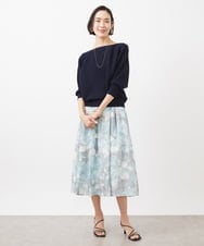 FMHDA04330 MICHEL KLEIN(ミッシェルクラン) ［オリジナルプリント］ピオーニープリントスカート ライトブルー
