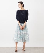 FMHDA04330 MICHEL KLEIN(ミッシェルクラン) ［オリジナルプリント］ピオーニープリントスカート ライトブルー