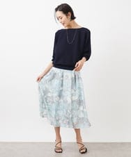 FMHDA04330 MICHEL KLEIN(ミッシェルクラン) ［オリジナルプリント］ピオーニープリントスカート ライトブルー