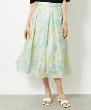 FMHDA04330 MICHEL KLEIN(ミッシェルクラン) ［オリジナルプリント］ピオーニープリントスカート ライトブルー