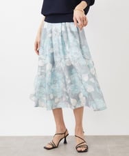 FMHDA04330 MICHEL KLEIN(ミッシェルクラン) ［オリジナルプリント］ピオーニープリントスカート グレー