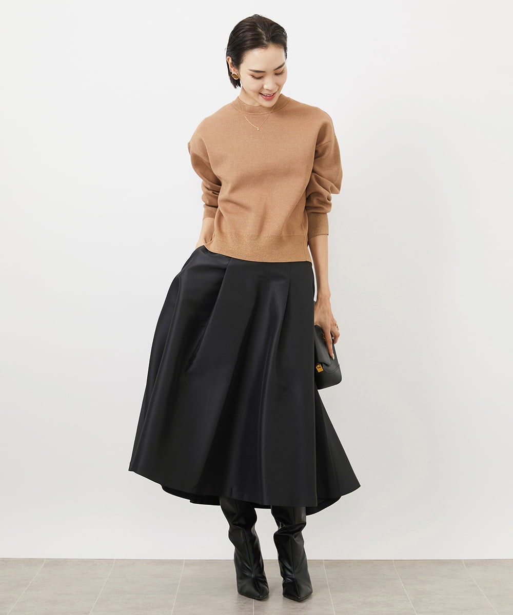 FMHDA09230 MICHEL KLEIN(ミッシェルクラン) バックサテンボリュームスカート ブラック