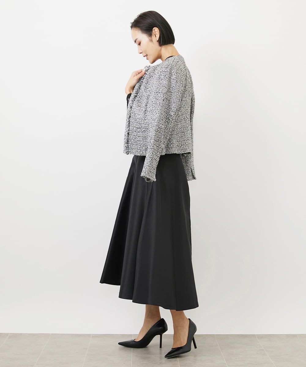 FMHDA09230 MICHEL KLEIN(ミッシェルクラン) バックサテンボリュームスカート ブラック