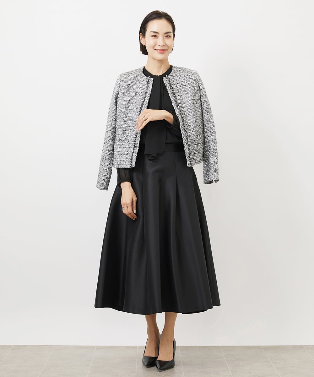 FMHDA09230 MICHEL KLEIN(ミッシェルクラン) バックサテンボリュームスカート ブラック