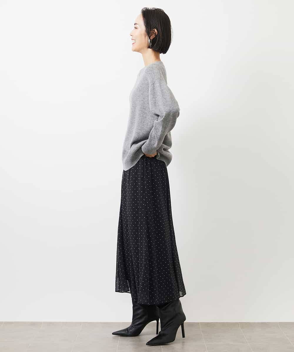 FMHDA11200 MICHEL KLEIN(ミッシェルクラン) ピンドットスカート ブラック