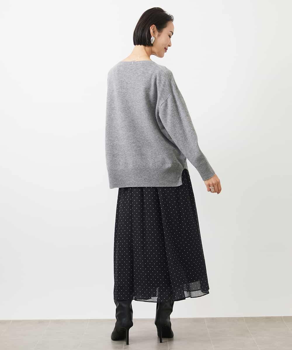 FMHDA11200 MICHEL KLEIN(ミッシェルクラン) ピンドットスカート ブラック