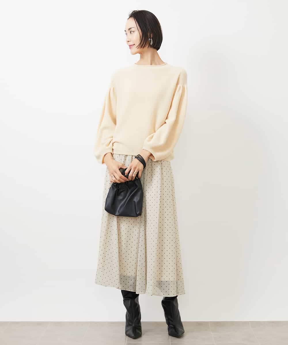 FMHDA11200 MICHEL KLEIN(ミッシェルクラン) ピンドットスカート ブラック