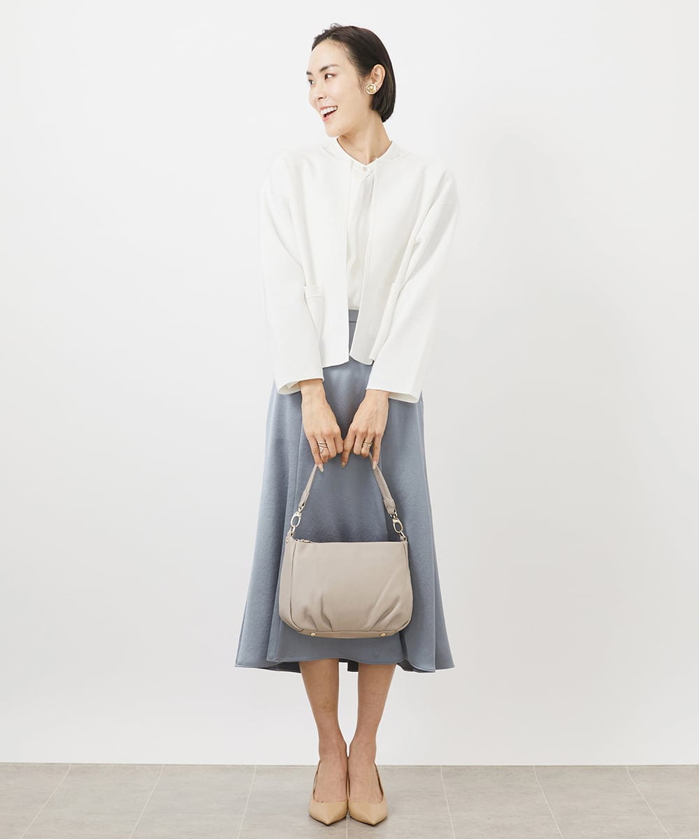 FMHDA12200 MICHEL KLEIN(ミッシェルクラン) ヴィンテージサテンスカート ライトグリーン