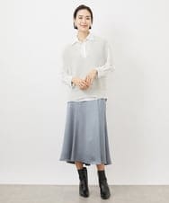 FMHDA12200 MICHEL KLEIN(ミッシェルクラン) ヴィンテージサテンスカート ライトグリーン