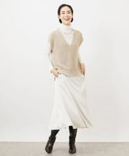 FMHDA12200 MICHEL KLEIN(ミッシェルクラン) ヴィンテージサテンスカート ライトグリーン