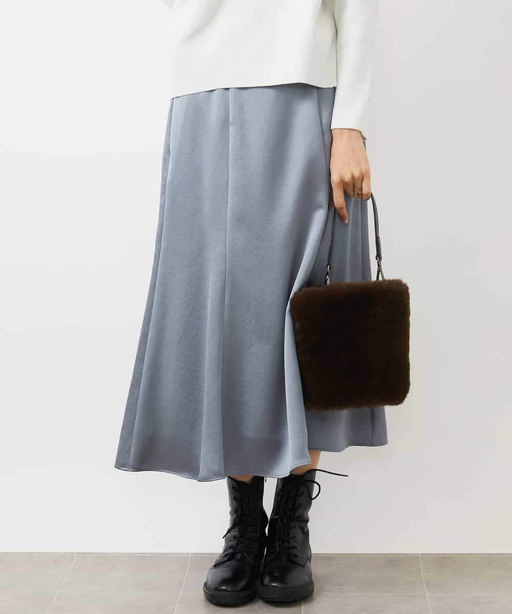 FMHDA12200 MICHEL KLEIN(ミッシェルクラン) ヴィンテージサテンスカート ライトグリーン