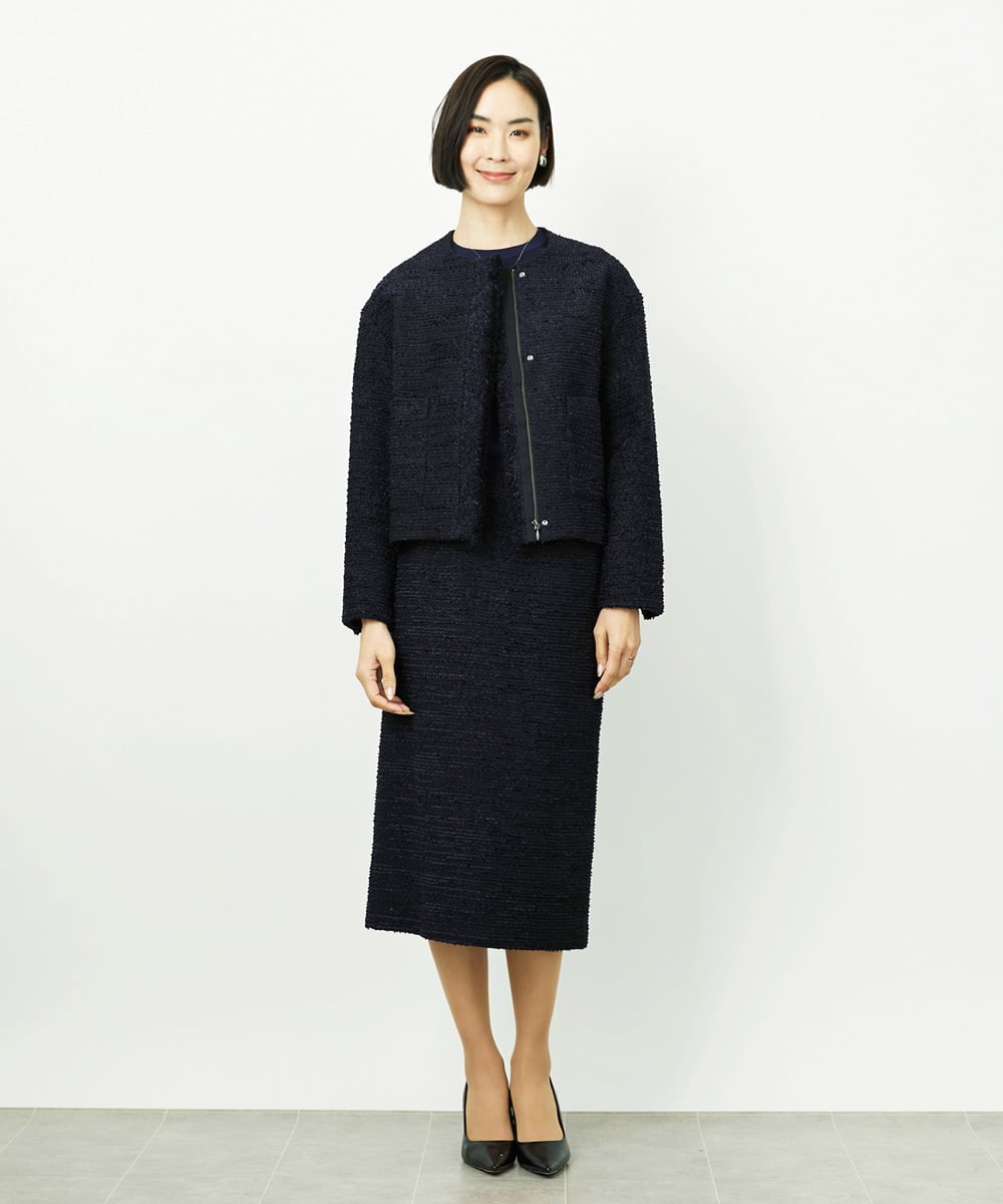 FMHDD02260 MICHEL KLEIN(ミッシェルクラン) [セットアップ対応]ファンシーツイードタイトスカート グレー