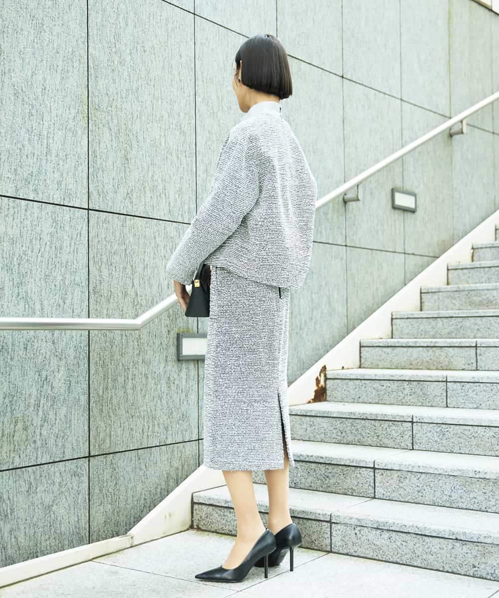 FMHDD02260 MICHEL KLEIN(ミッシェルクラン) [セットアップ対応]ファンシーツイードタイトスカート グレー