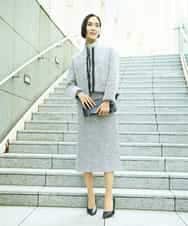 FMHDD02260 MICHEL KLEIN(ミッシェルクラン) [セットアップ対応]ファンシーツイードタイトスカート グレー