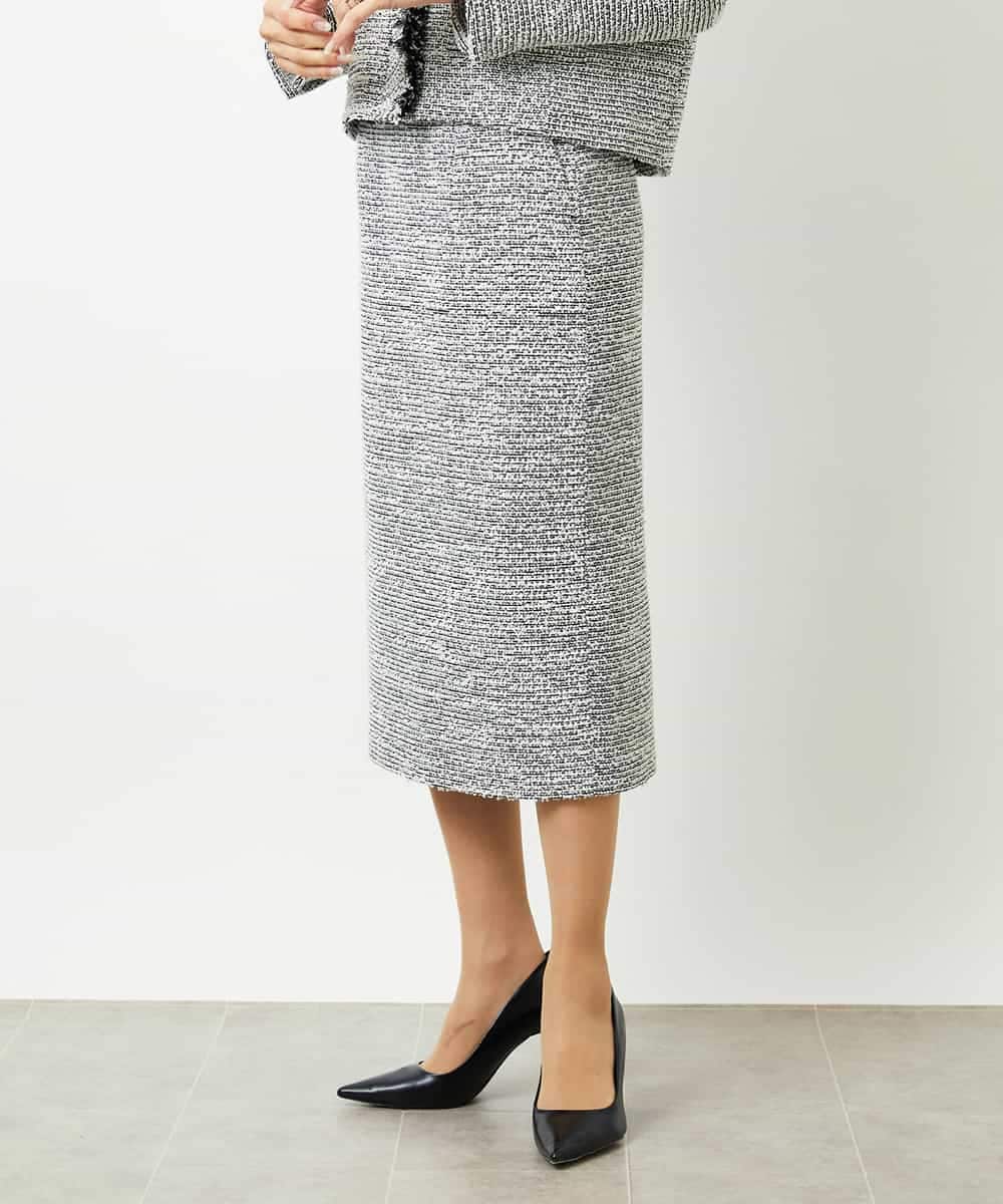 FMHDD02260 MICHEL KLEIN(ミッシェルクラン) [セットアップ対応]ファンシーツイードタイトスカート グレー