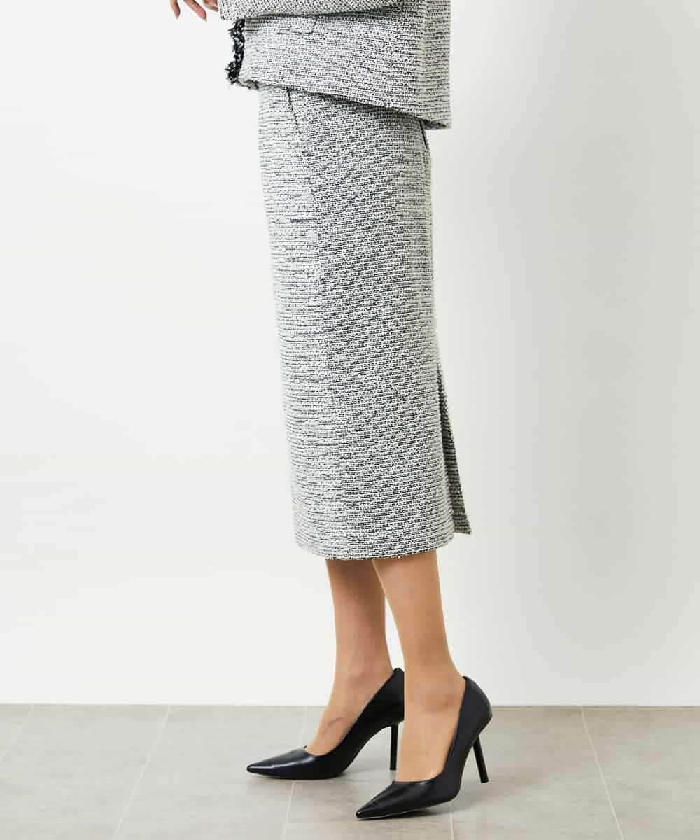 FMHDD02260 MICHEL KLEIN(ミッシェルクラン) [セットアップ対応]ファンシーツイードタイトスカート グレー