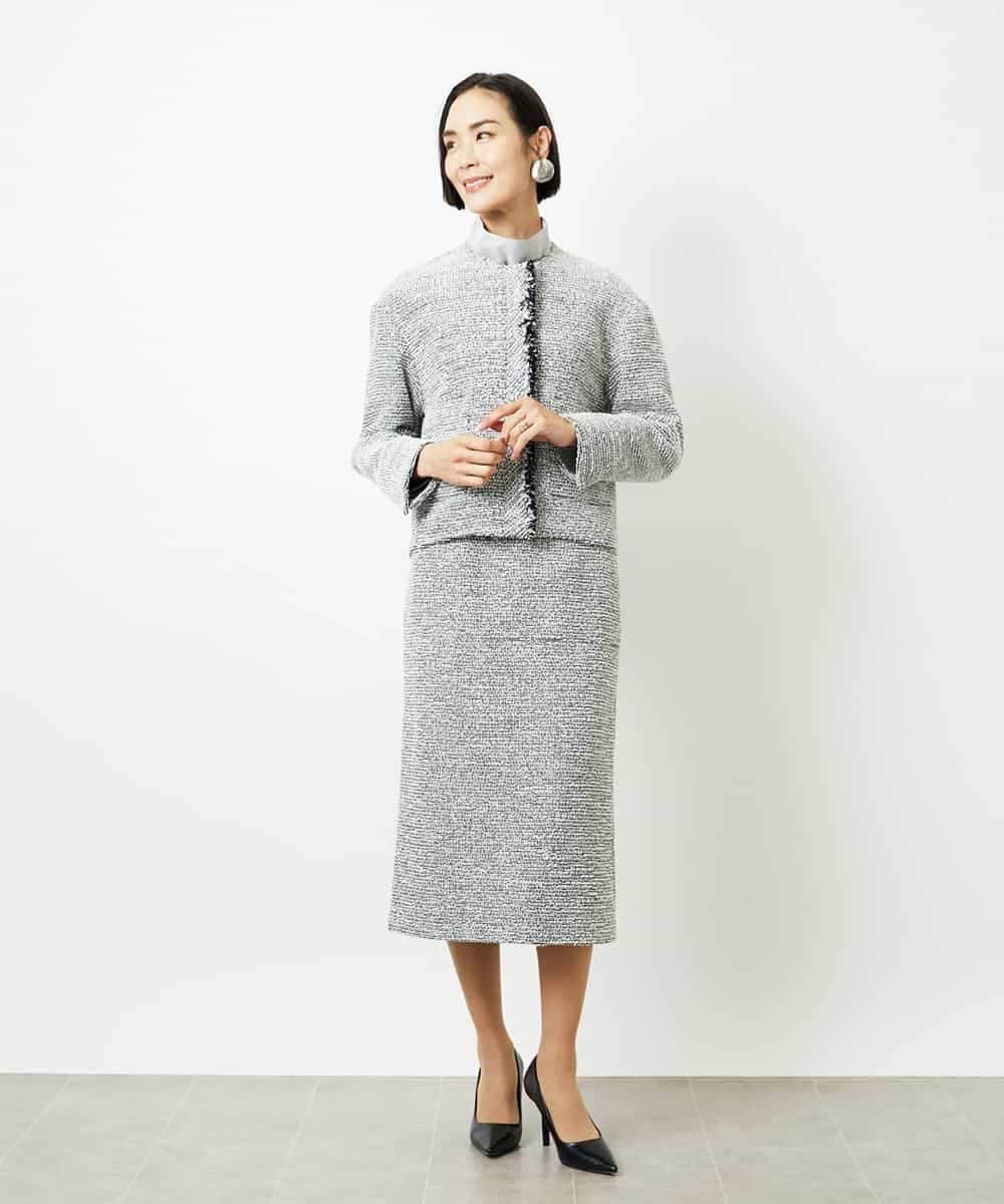 FMHDD02260 MICHEL KLEIN(ミッシェルクラン) [セットアップ対応]ファンシーツイードタイトスカート グレー