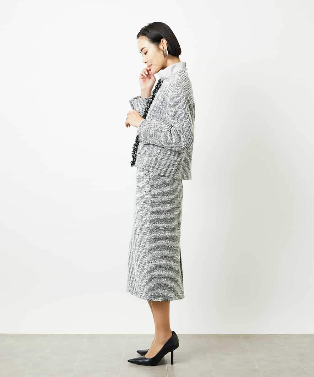 FMHDD02260 MICHEL KLEIN(ミッシェルクラン) [セットアップ対応]ファンシーツイードタイトスカート グレー