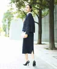 FMHDD02260 MICHEL KLEIN(ミッシェルクラン) [セットアップ対応]ファンシーツイードタイトスカート グレー