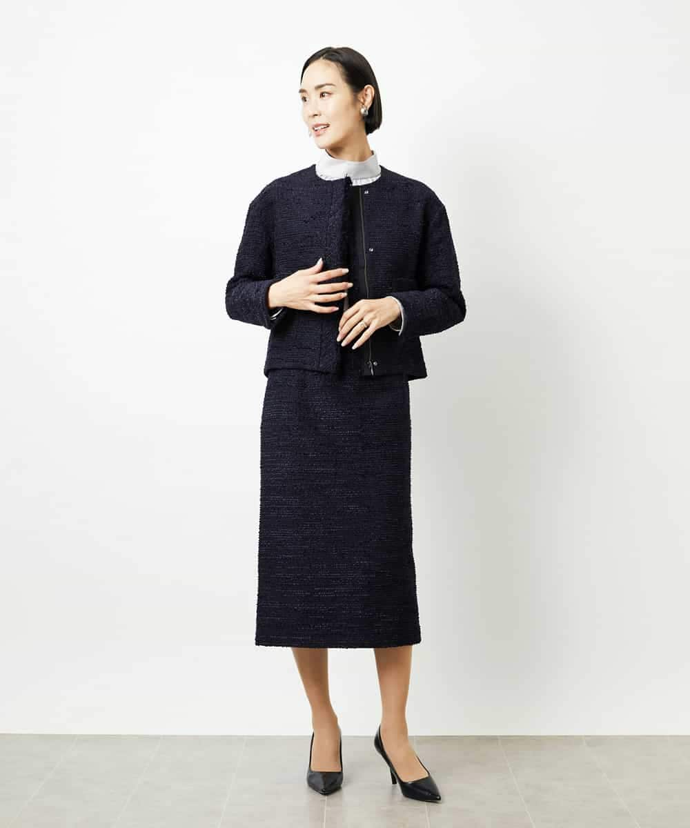 FMHDD02260 MICHEL KLEIN(ミッシェルクラン) [セットアップ対応]ファンシーツイードタイトスカート グレー