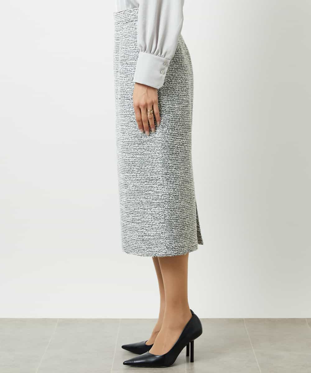 FMHDD02260 MICHEL KLEIN(ミッシェルクラン) [セットアップ対応]ファンシーツイードタイトスカート グレー