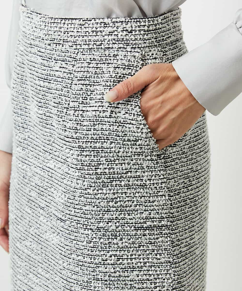 FMHDD02260 MICHEL KLEIN(ミッシェルクラン) [セットアップ対応]ファンシーツイードタイトスカート グレー