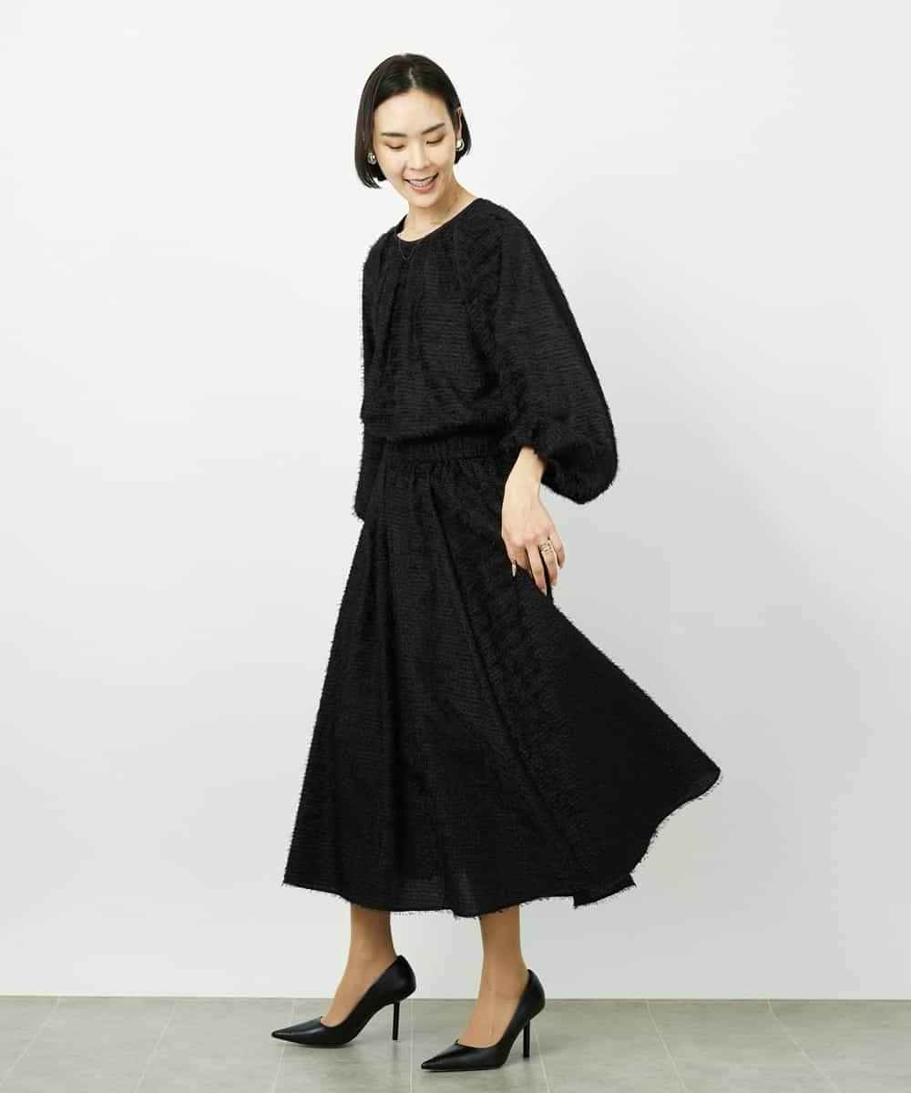 FMHDD03250 MICHEL KLEIN(ミッシェルクラン) [セットアップ対応/コージーボトム]ギャザースカート ブラック