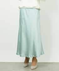 FMHDD04230 MICHEL KLEIN(ミッシェルクラン) [コージーボトム]ヴィンテージサテンスカート ライトブルー